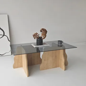 Zevric sofabord 65x105 cm rektangulært glas - Safir Eg og Røget - Møbler - Borde - Sofabord
