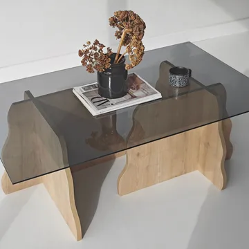 Zevric sofabord 65x105 cm rektangulært glas - Safir Eg og Røget - Møbler - Borde - Sofabord