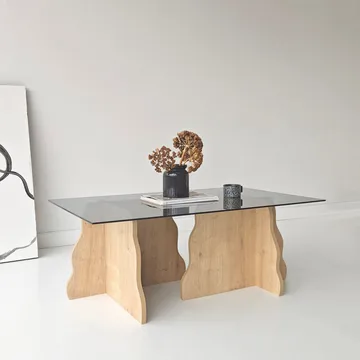 Zevric sofabord 65x105 cm rektangulært glas - Safir Eg og Røget - Møbler - Borde - Sofabord