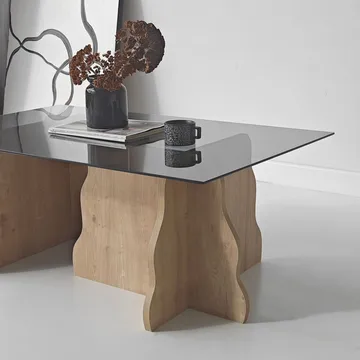 Zevric sofabord 65x105 cm rektangulært glas - Safir Eg og Røget - Møbler - Borde - Sofabord