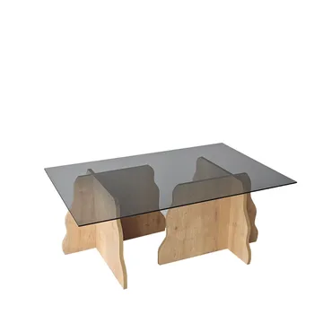 Zevric sofabord 65x105 cm rektangulært glas - Safir Eg og Røget - Møbler - Borde - Sofabord