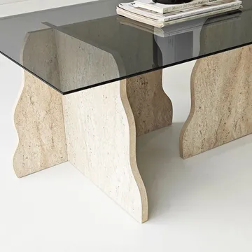 Zevric sofabord 65x105 cm rektangulært glas - Travertin og Røget - Møbler - Borde - Sofabord
