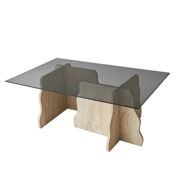 Zevric sofabord 65x105 cm rektangulært glas - Travertin og Røget - Møbler - Borde - Sofabord