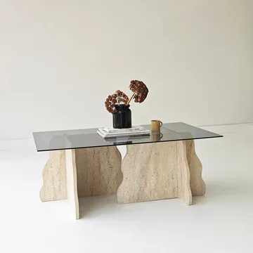 Zevric sofabord 65x105 cm rektangulært glas - Travertin og Røget - Møbler - Borde - Sofabord