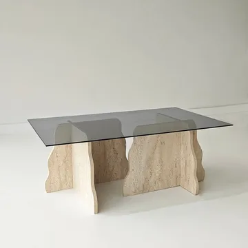 Zevric sofabord 65x105 cm rektangulært glas - Travertin og Røget - Møbler - Borde - Sofabord