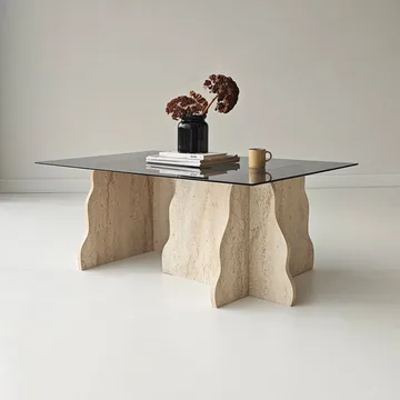 Zevric sofabord 65x105 cm rektangulært glas - Travertin og Røget - Møbler - Borde - Sofabord
