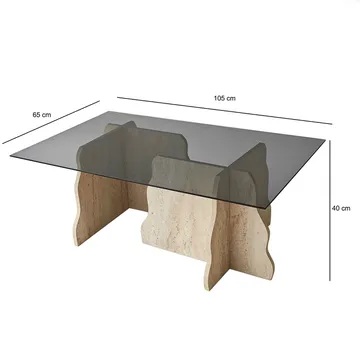 Zevric sofabord 65x105 cm rektangulært glas - Travertin og Røget - Møbler - Borde - Sofabord