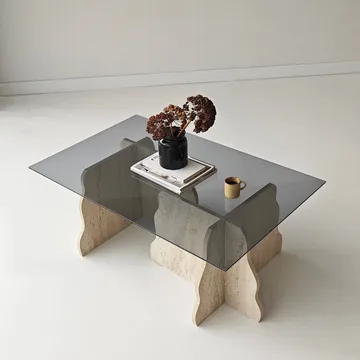 Zevric sofabord 65x105 cm rektangulært glas - Travertin og Røget - Møbler - Borde - Sofabord