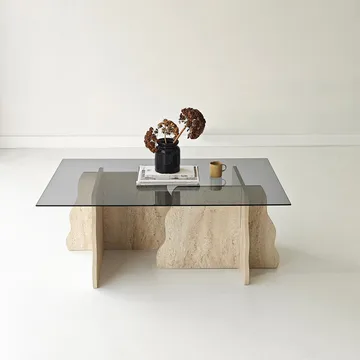 Zevric sofabord 65x105 cm rektangulært glas - Travertin og Røget - Møbler - Borde - Sofabord