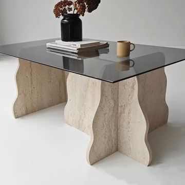Zevric sofabord 65x105 cm rektangulært glas - Travertin og Røget - Møbler - Borde - Sofabord