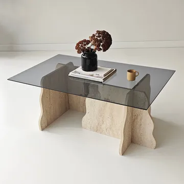 Zevric sofabord 65x105 cm rektangulært glas - Travertin og Røget - Møbler - Borde - Sofabord