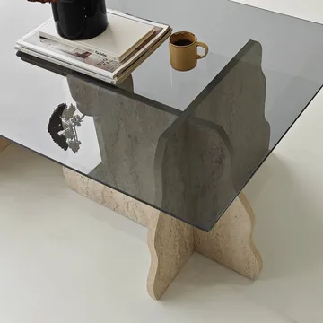 Zevric sofabord 65x105 cm rektangulært glas - Travertin og Røget - Møbler - Borde - Sofabord