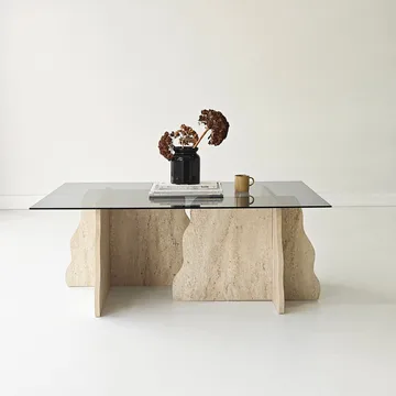 Zevric sofabord 65x105 cm rektangulært glas - Travertin og Røget - Møbler - Borde - Sofabord