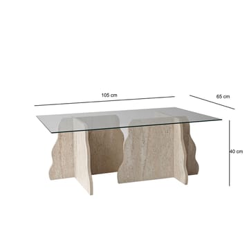 Zevric sofabord 65x105 cm rektangulært glas - Travertin og Transparent - Møbler - Borde - Sofabord
