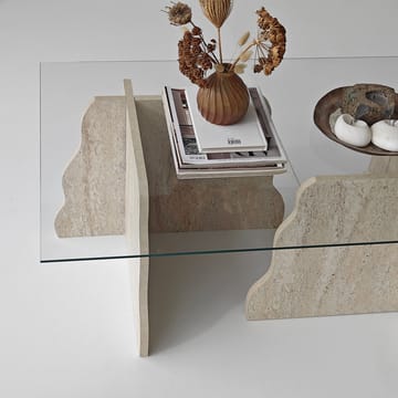 Zevric sofabord 65x105 cm rektangulært glas - Travertin og Transparent - Møbler - Borde - Sofabord