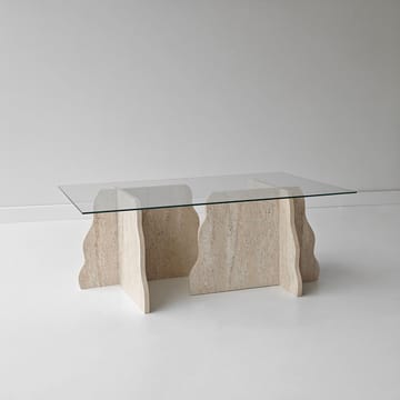 Zevric sofabord 65x105 cm rektangulært glas - Travertin og Transparent - Møbler - Borde - Sofabord