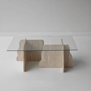 Zevric sofabord 65x105 cm rektangulært glas - Travertin og Transparent - Møbler - Borde - Sofabord