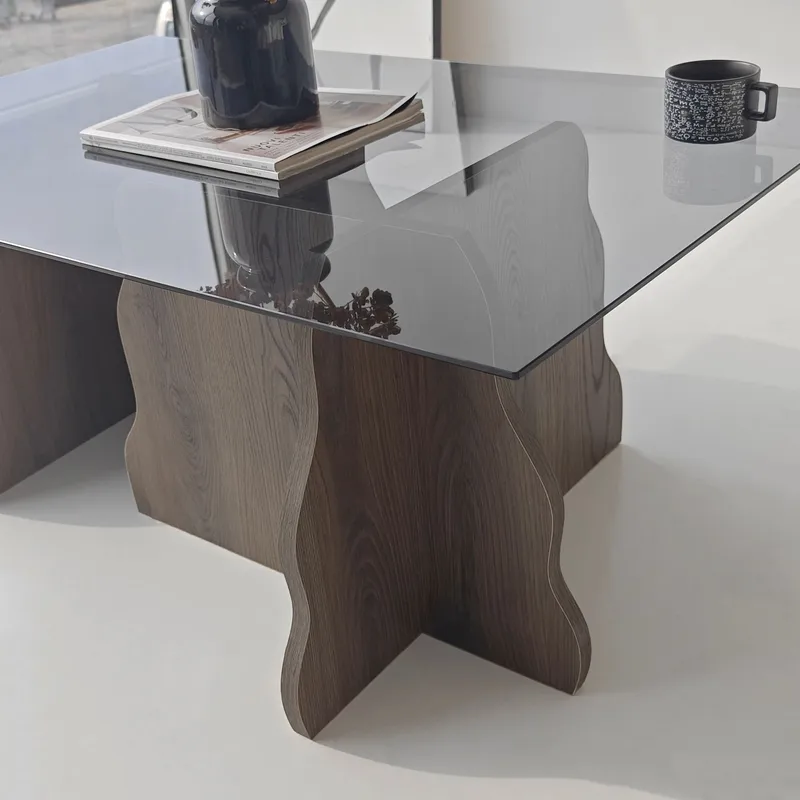Zevric sofabord 65x105 cm rektangulært glas - Valnød og Røget - Møbler - Borde - Sofabord