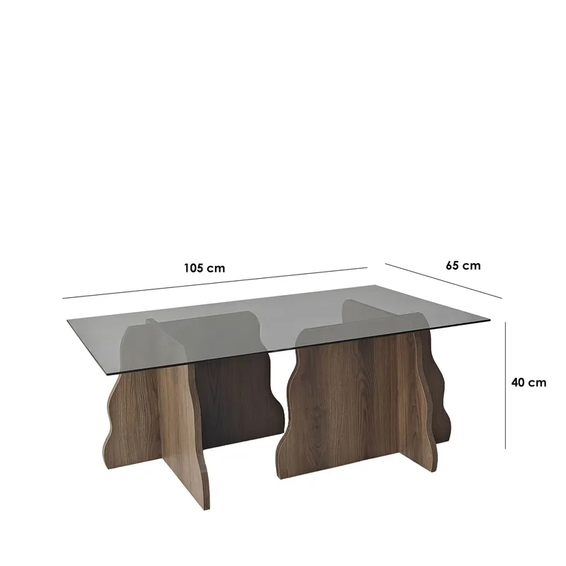 Zevric sofabord 65x105 cm rektangulært glas - Valnød og Røget - Møbler - Borde - Sofabord
