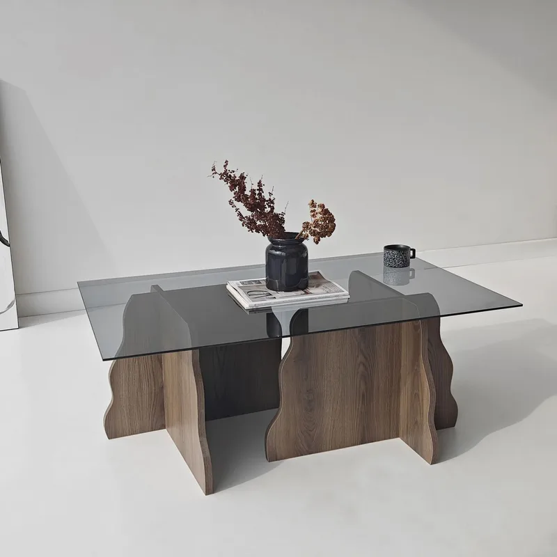 Zevric sofabord 65x105 cm rektangulært glas - Valnød og Røget - Møbler - Borde - Sofabord