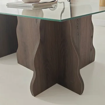 Zevric sofabord 65x105 cm rektangulært glas - Valnød og Transparent - Møbler - Borde - Sofabord