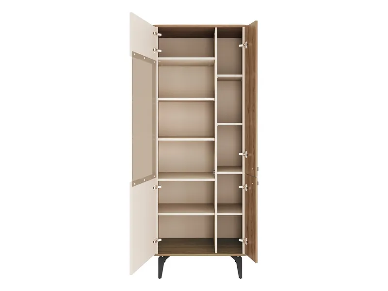 Zeyrin Møbelsæt til stuen - Skænk + Vitrineskab + Spisebord 120 cm - Brun|beige - Møbler - Møbelsæt - Møbelsæt til stuen