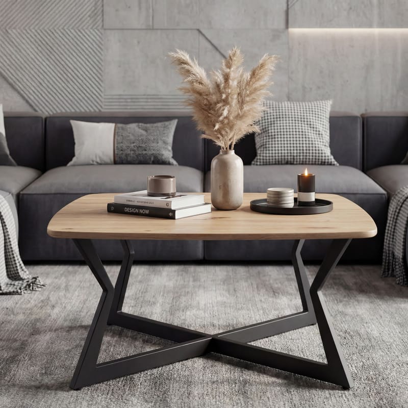 Zorlen Kvadratisk sofabord 75x75 cm med eg-look - sort egetræslook - Møbler - Borde - Spisebord og køkkenbord