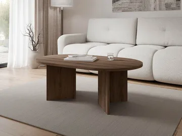 Zyleron Ovalt Sofabord 110x65 cm med Mørkt Træudseende og Panelben - Brun - Møbler - Borde - Sofabord