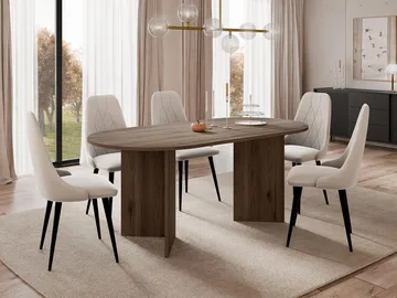 Zyleron Ovalt Spisebord 185 cm i Træ med Valnøddeudseende - Brun - Møbler - Borde - Spisebord og køkkenbord