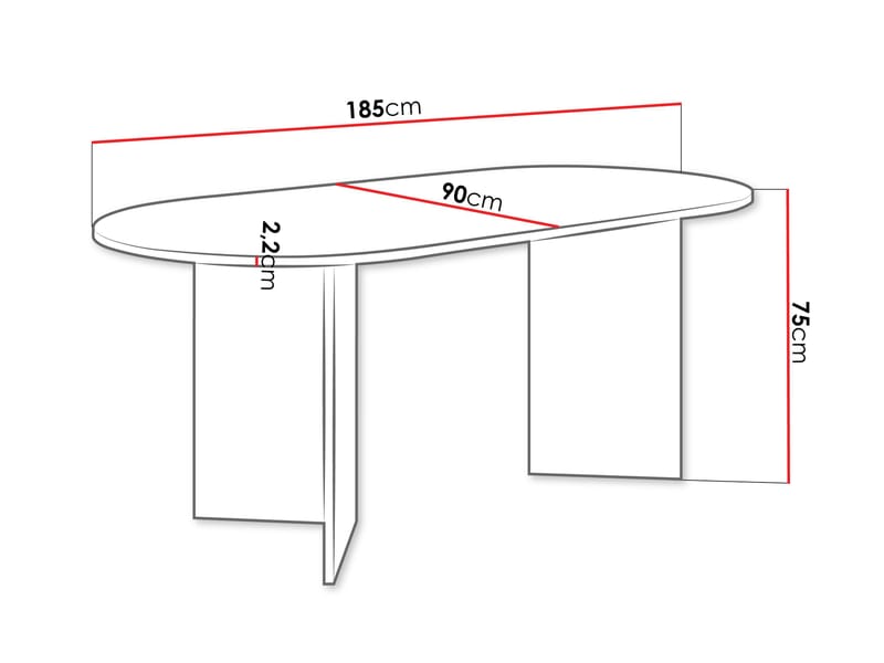 Zyleron Spisebord ovalt 185 cm - Sort - Møbler - Borde - Spisebord og køkkenbord