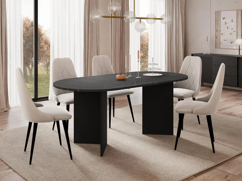 Zyleron Spisebord ovalt 185 cm - Sort - Møbler - Borde - Spisebord og køkkenbord