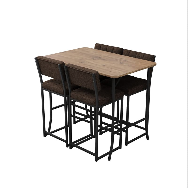 Cenanwesh bargruppe bord + 4 stole - Brun Valnød - Møbler - Borde