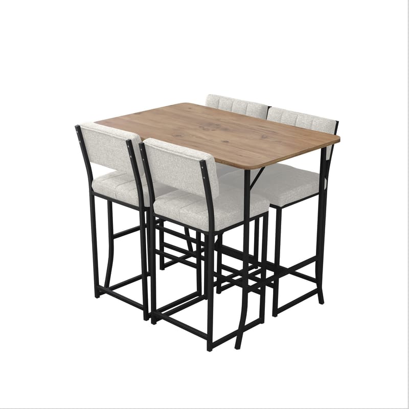 Cenanwesh bargruppe bord + 4 stole - Creme Valnød - Møbler - Borde