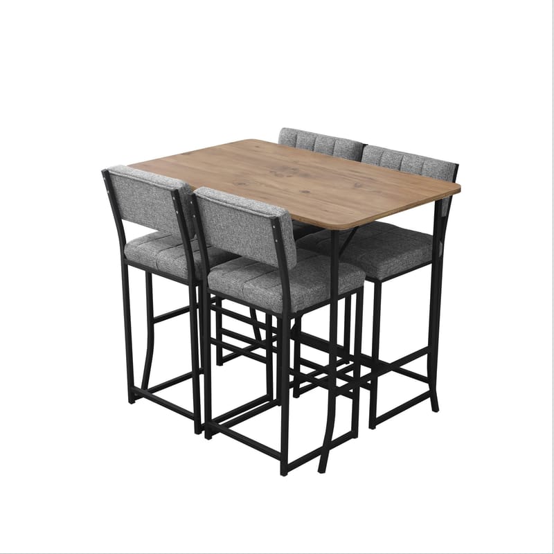 Cenanwesh bargruppe bord + 4 stole - Grå Valnød - Møbler - Borde