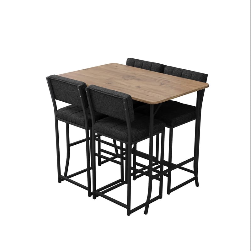 Cenanwesh bargruppe bord + 4 stole - Antracit Valnød - Møbler - Borde