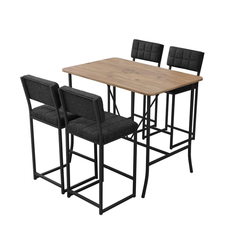 Cenanwesh bargruppe bord + 4 stole, Antracit Valnød