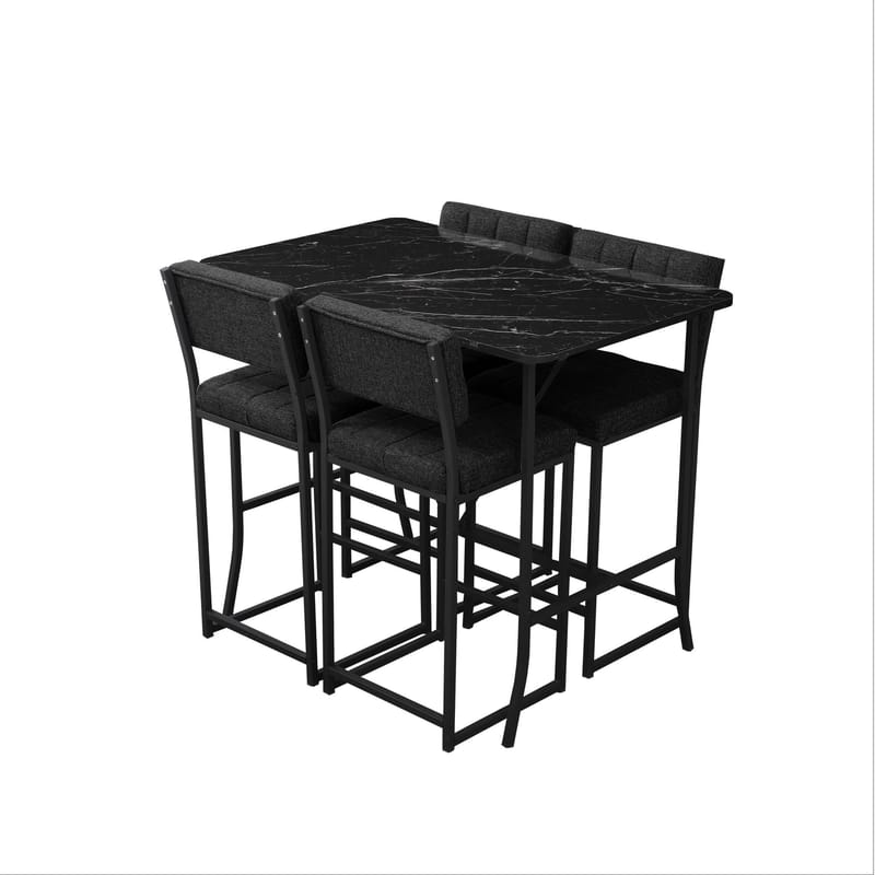 Cenanwesh bargruppe bord + 4 stole - Antracit/Sort - Møbler - Borde