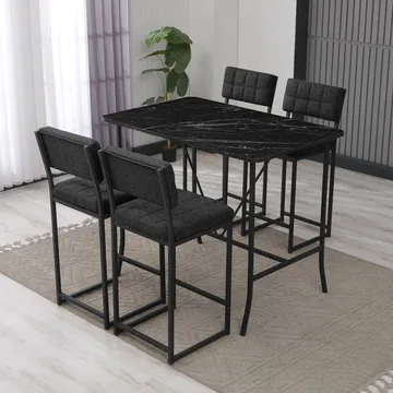 Cenanwesh bargruppe bord + 4 stole - Antracit/Sort - Møbler - Borde