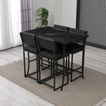 Cenanwesh bargruppe bord + 4 stole - Antracit/Sort - Møbler - Borde