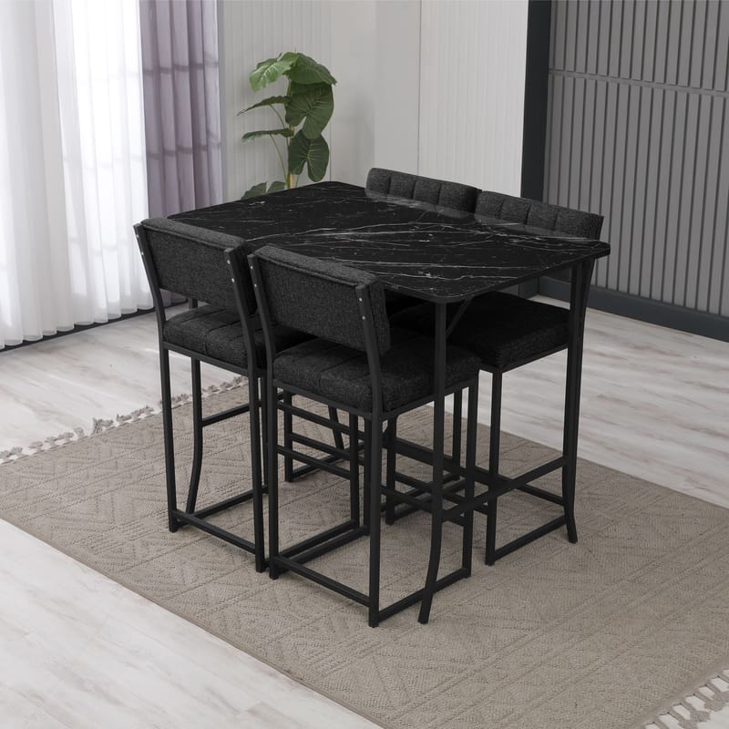 Cenanwesh bargruppe bord + 4 stole - Antracit/Sort - Møbler - Borde