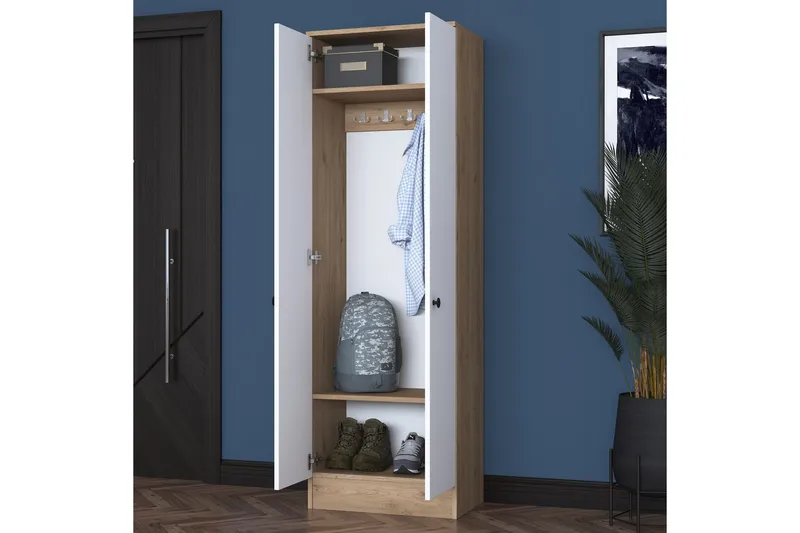 Hooda Entrésæt Hvid/Brun - Hanah Home - Møbler - Entrémøbler - Møbelsæt til hall og entre