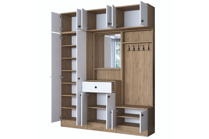 Honny Entrésæt Brun/Hvid - Hanah Home - Møbler - Entrémøbler - Møbelsæt til hall og entre