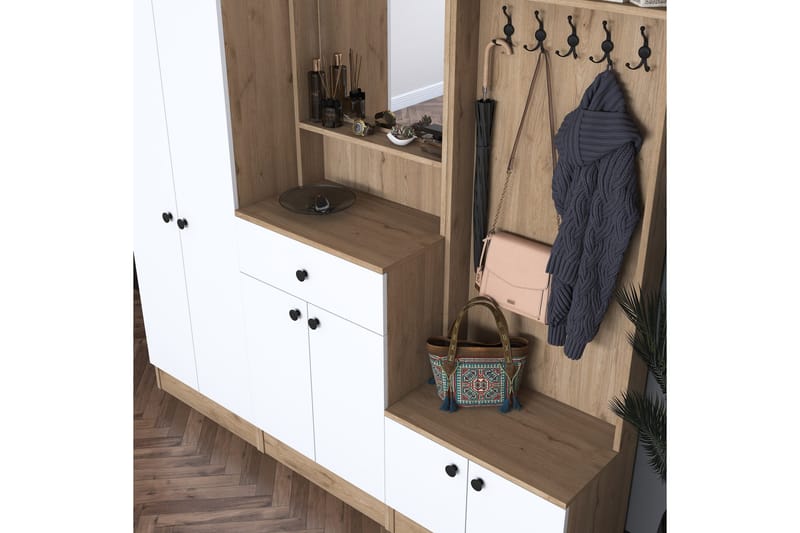 Hooda Entrésæt Brun/Hvid - Hanah Home - Møbler - Entrémøbler - Møbelsæt til hall og entre