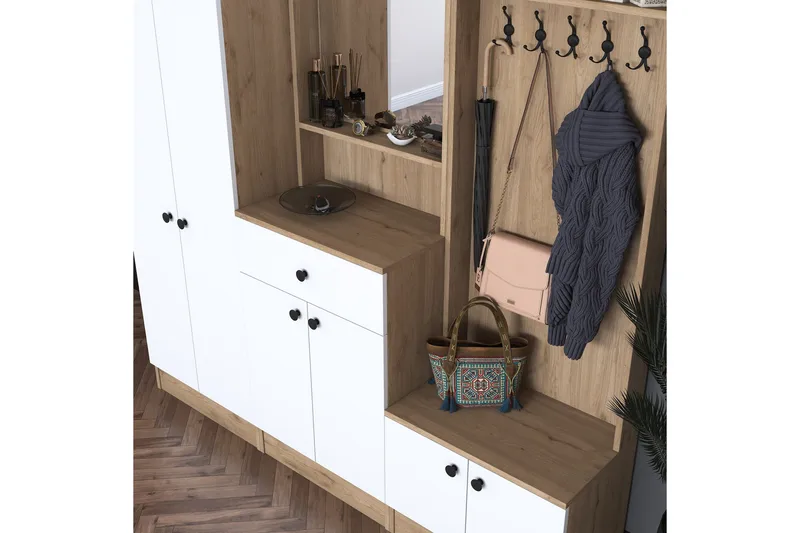 Hooda Entrésæt Brun/Hvid - Hanah Home - Møbler - Entrémøbler - Møbelsæt til hall og entre