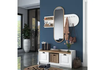 Ronnric Entrésæt Hvid/Brun - Hanah Home - Møbler - Entrémøbler - Møbelsæt til hall og entre