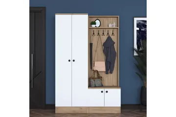 Hooda Entrésæt Hvid/Brun - Hanah Home - Møbler - Entrémøbler - Møbelsæt til hall og entre