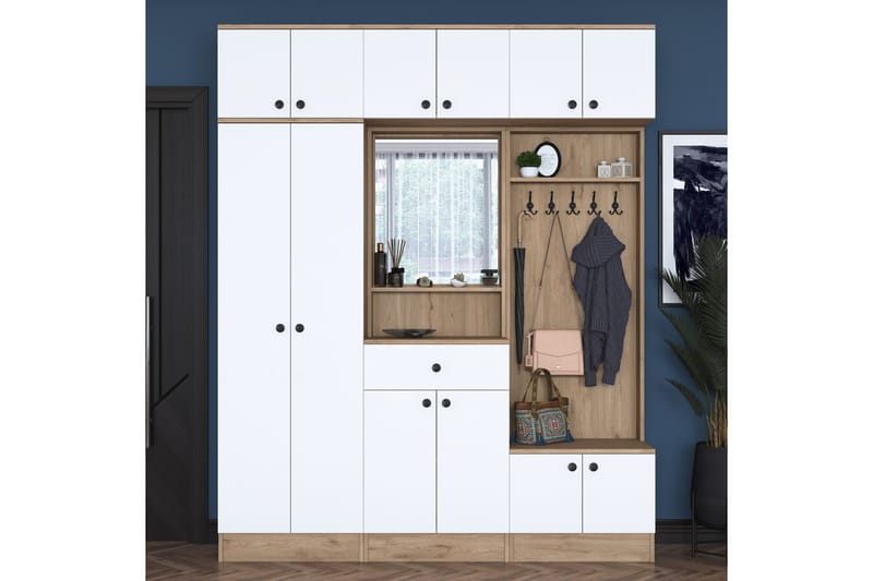 Itsuo Entrémøbelsett Hvit/Brun - Hanah Home - Møbler - Entrémøbler - Møbelsæt til hall og entre