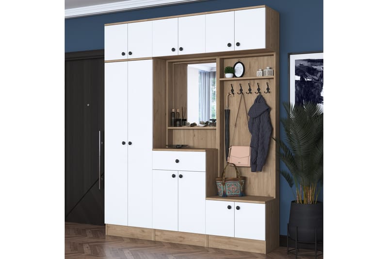 Itsuo Entrémøbelsett Hvit/Brun - Hanah Home - Møbler - Entrémøbler - Møbelsæt til hall og entre