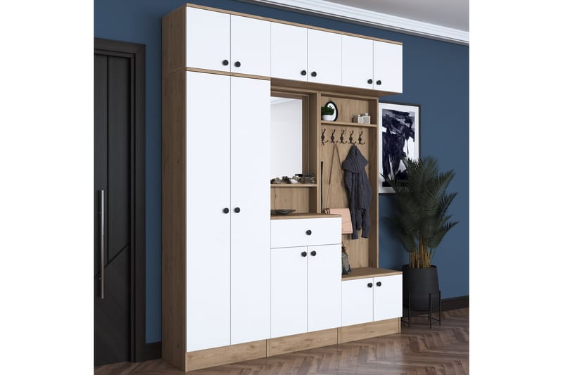 Itsuo Entrémøbelsett Hvit/Brun - Hanah Home - Møbler - Entrémøbler - Møbelsæt til hall og entre