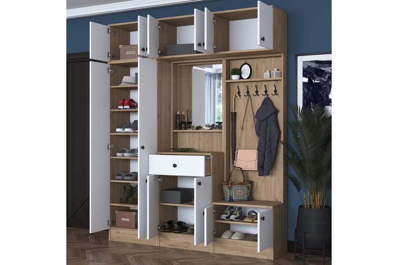 Honny Entrésæt Brun/Hvid - Hanah Home - Møbler - Entrémøbler - Møbelsæt til hall og entre